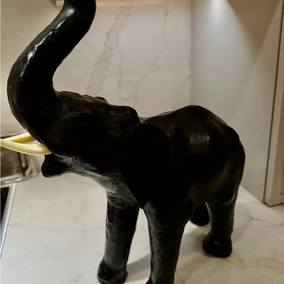 Elegant Black Elephant Sculpture